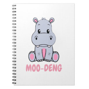 Schattigee Baby Hippo Moo Deng Bouncy Pig in Thai Notitieboek