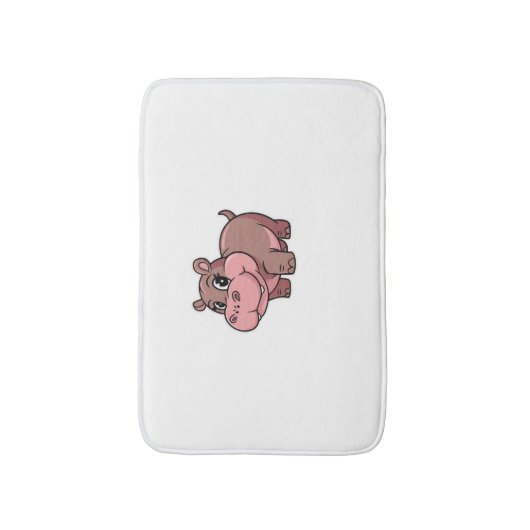 Schattigee Baby Hippo Moo Deng T-shirt met lange m Badmat (Voorkant Verticaal)