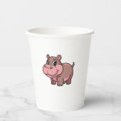 Schattigee Baby Hippo Moo Deng T-shirt met lange m Papieren Bekers (Voorkant)