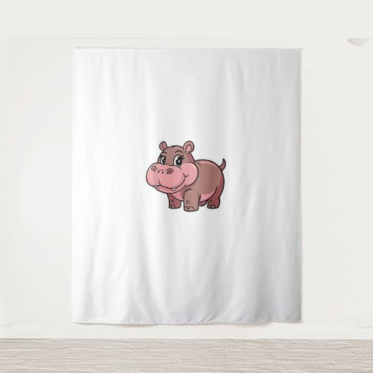 Schattigee Baby Hippo Moo Deng Tanktop_1 Wandkleed (Voorkant)