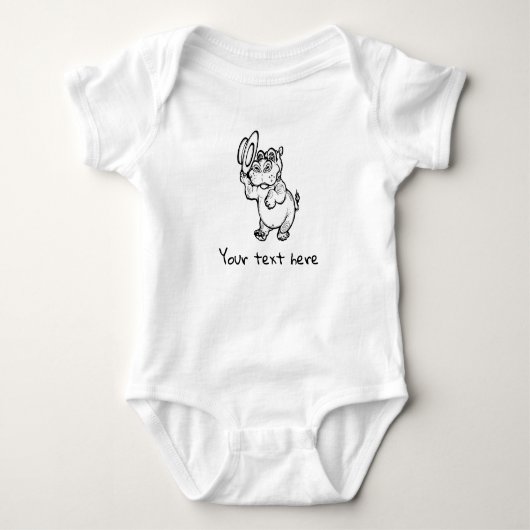 Schattigee Baby Hippo naam toevoegen Unisex Romper (Voorkant)
