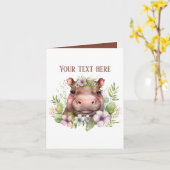 Schattigee baby hippo tekst toevoegen voor elk doe kaart (Gele Bloem)