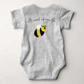 Schattigee Baby Honey Bee Honeycomb Hart met Naam Romper (Achterkant)