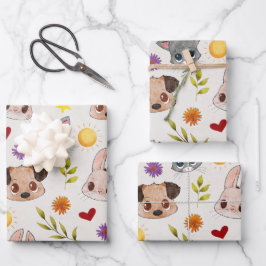 Schattigee Baby Huisdieren Dierlijke Gift Wrapping Inpakpapier Vel