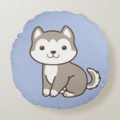 Schattigee Baby Husky Puppy Dog Ronde Sierkussen Rond Kussen (Voorkant)