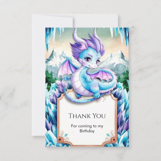 Schattigee Baby Ice Dragon Verjaardag Bedankkaart (Voorkant)