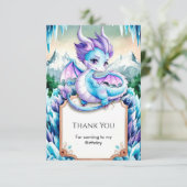 Schattigee Baby Ice Dragon Verjaardag Bedankkaart (Staand voorkant)