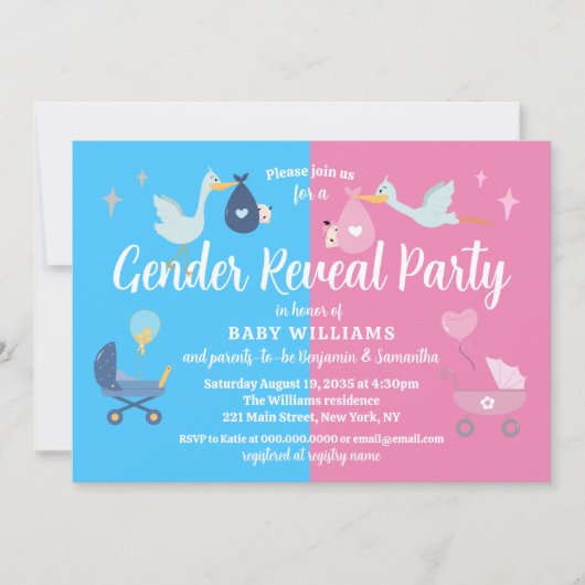Schattigee Baby illustraties Gender Reveal Party Kaart (Voorkant)