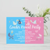Schattigee Baby illustraties Gender Reveal Party Kaart (Staand voorkant)