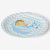 Schattigee Baby in Blue, "It's a Boy" Baby shower  Papieren Bordje (Gekanteld)