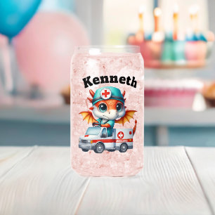 Schattigee baby in een ambulance blikvorm glas