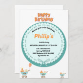 Schattigee baby in kinderwagen verjaardag kaart (Voorkant / Achterkant)