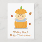Schattigee Baby in pompoen, eerste Happy Thanksgiv Feestdagenkaart (Voorkant)