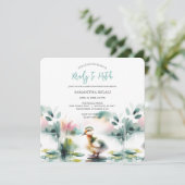 Schattigee Baby Jongen Douche Uitnodigingen Duckli (Staand voorkant)