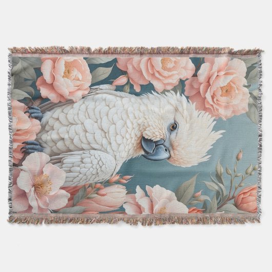 Schattigee Baby kaketoe papegaai zacht roze bloeme Deken (Voorkant)