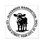 Schattigee Baby kalf Koe Standing Name Retouradres Zelfinktende Stempel (Design)