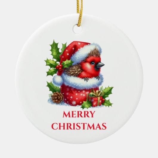 Schattigee Baby Kardinaal Kerst Keramisch Ornament (Voorkant)