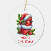 Schattigee Baby Kardinaal Kerst Keramisch Ornament (Links)