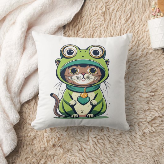 Schattigee Baby Kat met Kikker Pet Kussen (Deken)