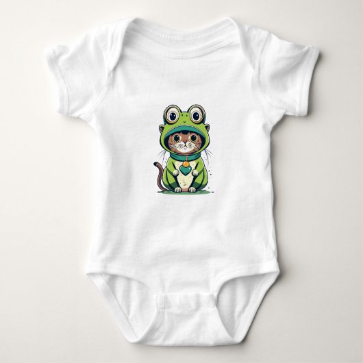 Schattigee Baby Kat met Kikker Pet Romper (Voorkant)
