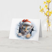 Schattigee Baby kerstdieren 3D tijger groet Kaart (Gele Bloem)