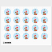 Schattigee Baby Kerstluiaard met Gift Classic Rond Ronde Sticker (Vel)