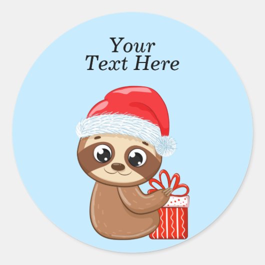 Schattigee Baby Kerstluiaard met Gift Classic Rond Ronde Sticker (Voorkant)