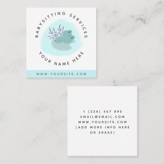 Schattigee Baby Kikker Slapen Kinder Babysitting K Vierkante Visitekaartje (Voorkant / Achterkant)