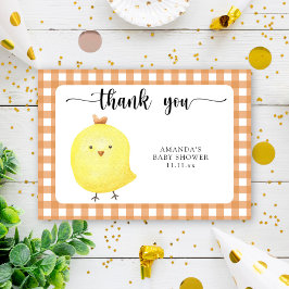Schattigee baby kip baby shower dank u bedankkaart