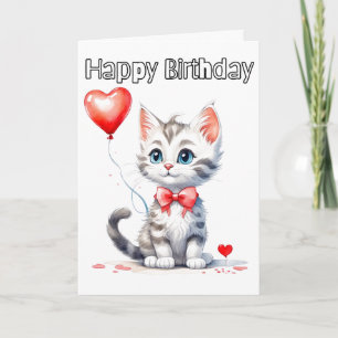 Schattigee Baby Kitten Happy Birthday Kaart