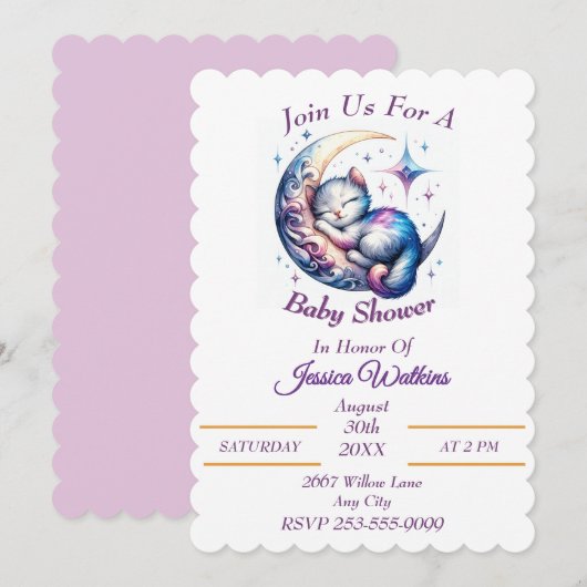 Schattigee Baby-kitten slapen op een halve maan Kaart (Voorkant / Achterkant)