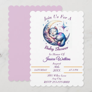 Schattigee Baby-kitten slapen op een halve maan Kaart