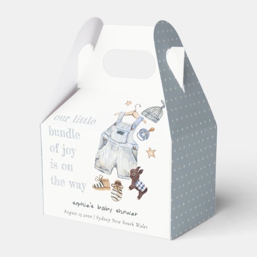 Schattigee Baby Kleding Essentials Blue Boy Baby s Bedankdoosjes (Voorkant Zijde)