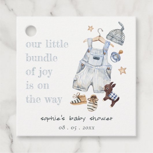 Schattigee Baby Kleding Essentials Blue Boy Baby s Bedankjes Labels (Voorkant)