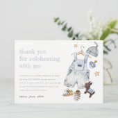 Schattigee Baby Kleding Essentials Blue Boy Baby s Bedankkaart (Staand voorkant)