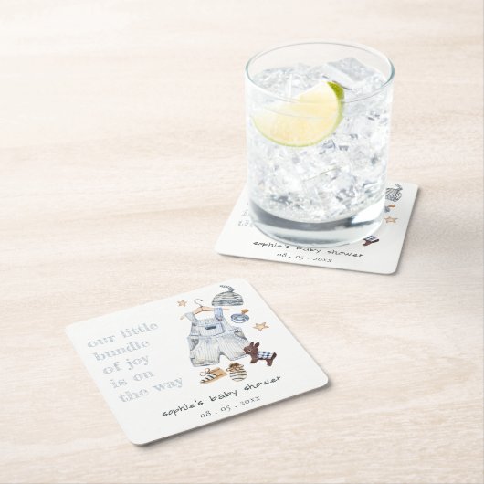 Schattigee Baby Kleding Essentials Blue Boy Baby s Kartonnen Onderzetters (Insitu)