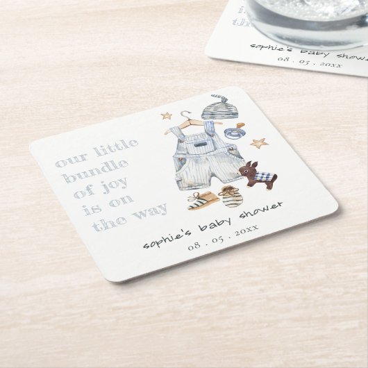 Schattigee Baby Kleding Essentials Blue Boy Baby s Kartonnen Onderzetters (Schuin)