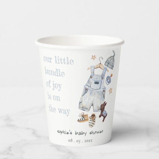 Schattigee Baby Kleding Essentials Blue Boy Baby s Papieren Bekers (Achterkant)