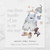 Schattigee Baby Kleding Essentials Blue Boy Baby s Wijn Etiket (Enkel label)