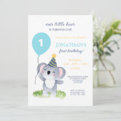 Schattigee Baby Koala Balloon Party Pet Verjaardag Kaart (Staand voorkant)