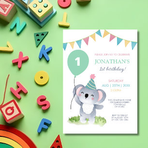 Schattigee Baby Koala Balloon Party Vlag Verjaarda Kaart