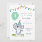 Schattigee Baby Koala Balloon Party Vlag Verjaarda Kaart (Voorkant)