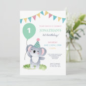 Schattigee Baby Koala Balloon Party Vlag Verjaarda Kaart (Staand voorkant)