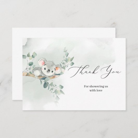 Schattigee baby koala groen eucalyptus dank u informatiekaartje (Voorkant / Achterkant)