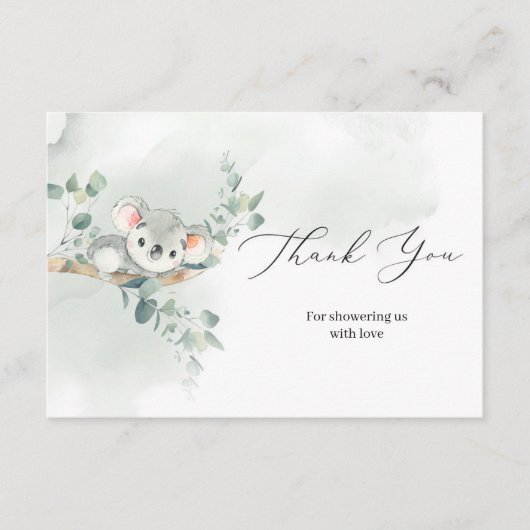 Schattigee baby koala groen eucalyptus dank u informatiekaartje (Voorkant)