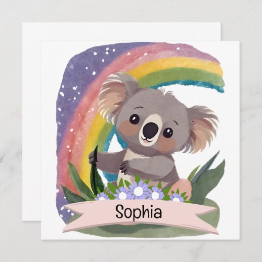 Schattigee Baby Koala Rainbow Aangepaste naam (Voorkant / Achterkant)