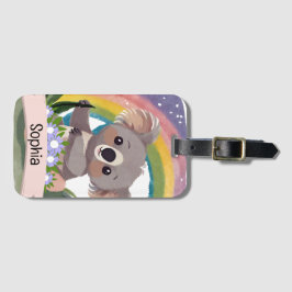 Schattigee Baby Koala Rainbow Aangepaste naam Bagagelabel