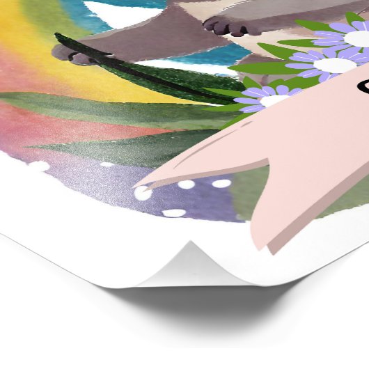 Schattigee Baby Koala Rainbow Aangepaste naam Foto Afdruk (Hoek)