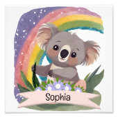 Schattigee Baby Koala Rainbow Aangepaste naam Foto Afdruk (Voorkant)