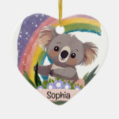 Schattigee Baby Koala Rainbow Aangepaste naam Keramisch Ornament (Voorkant)